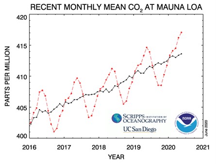 CO₂ ai massimi storici: nuovo picco all’osservatorio di Mauna Loa
