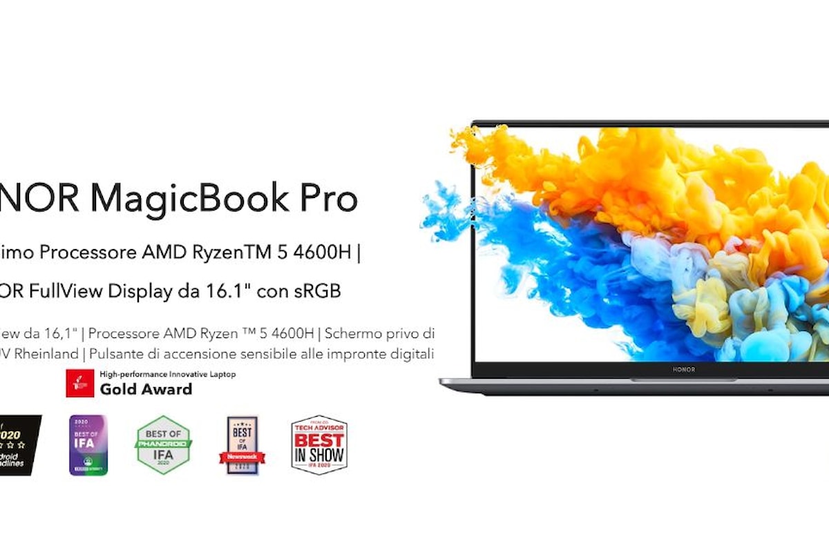 L'interessante HONOR MagicBook Pro da oggi può essere acquistato anche in Italia