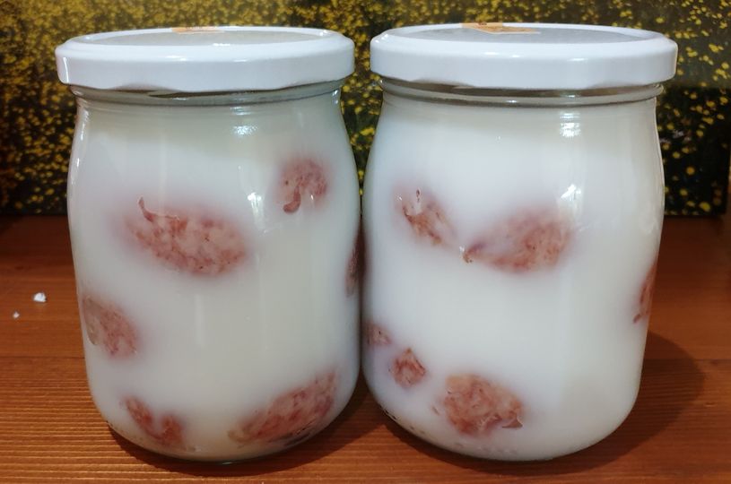 Salsiccia di maiale conservata sott'olio o sotto strutto