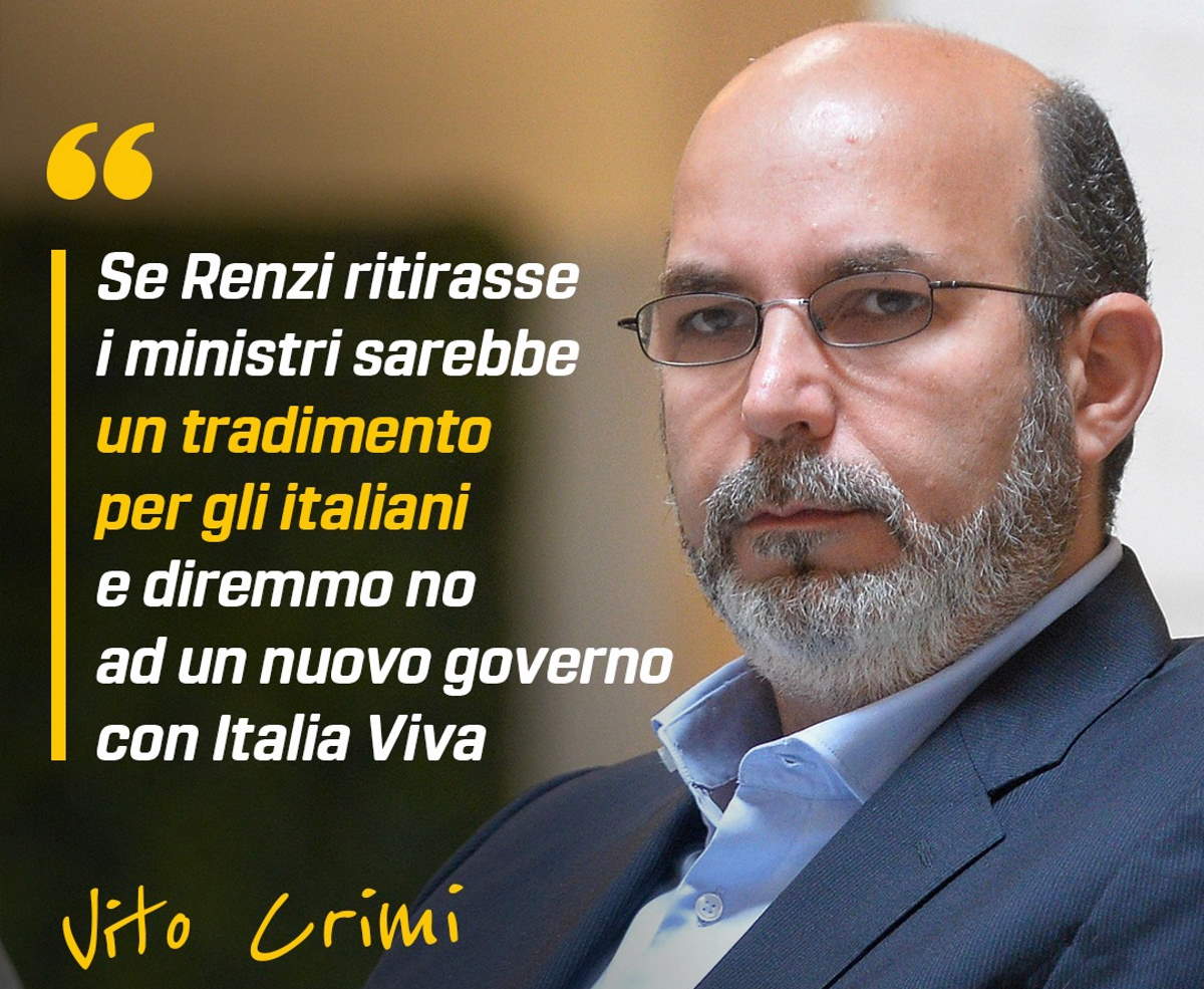 Vito Crimi: se Renzi ritira i suoi ministri non ci sarà un nuovo governo con Italia Viva