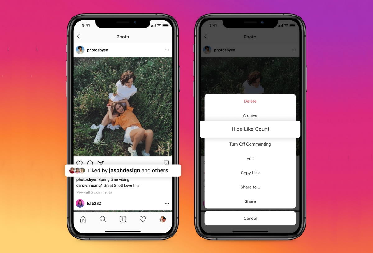 Instagram da adesso consente agli utenti di nascondere i mi piace ricevuti, Facebook lo farà a breve