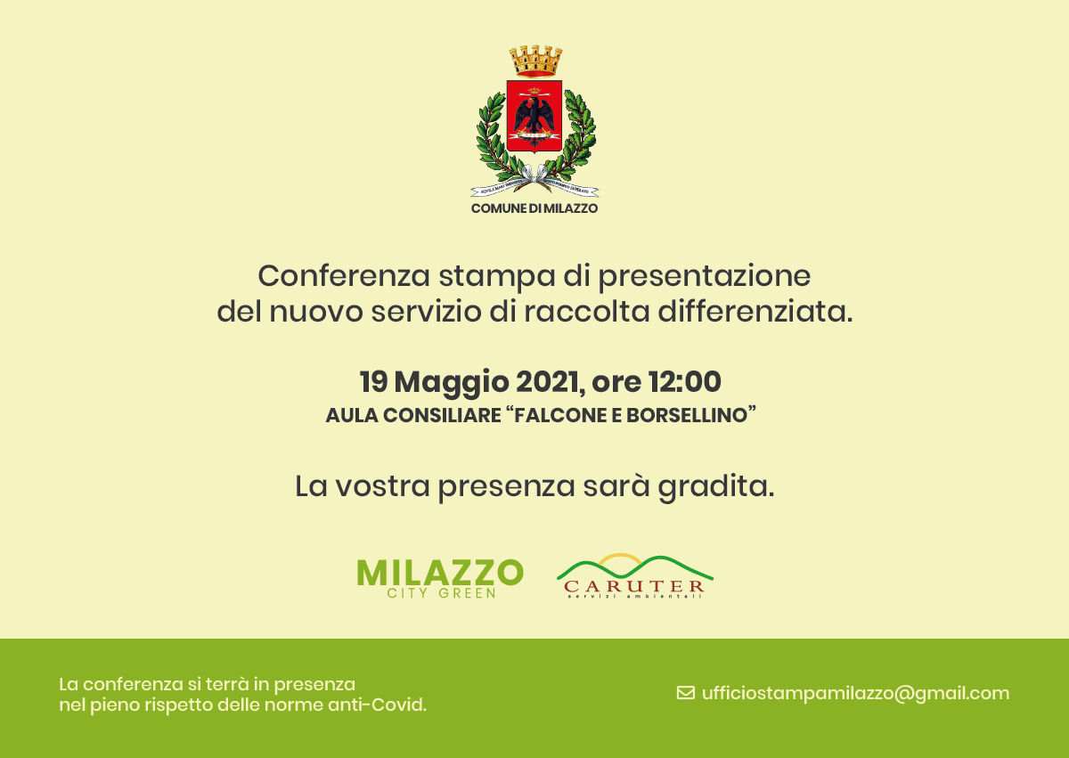Milazzo (ME) - Raccolta differenziata, mercoledì conferenza stampa Caruter e Comune