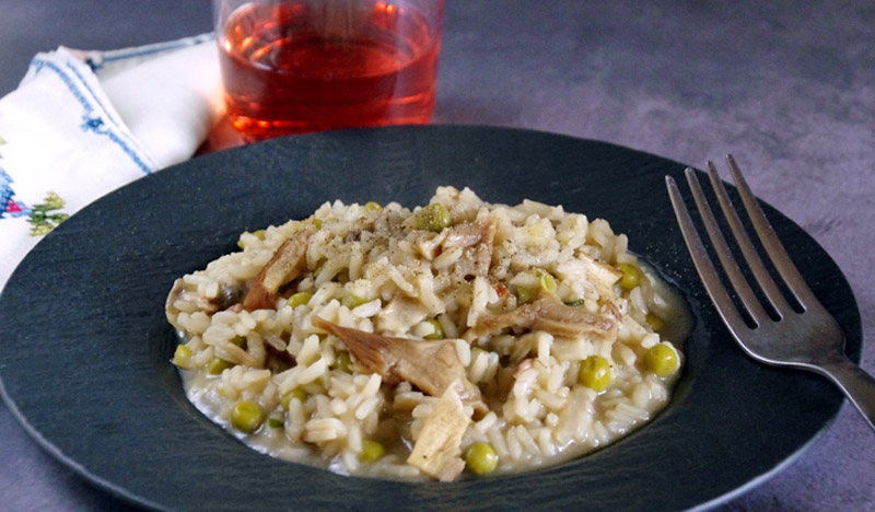 RISOTTO CON FUNGHI E PISELLI, ATTUALE E TRADIZIONALE