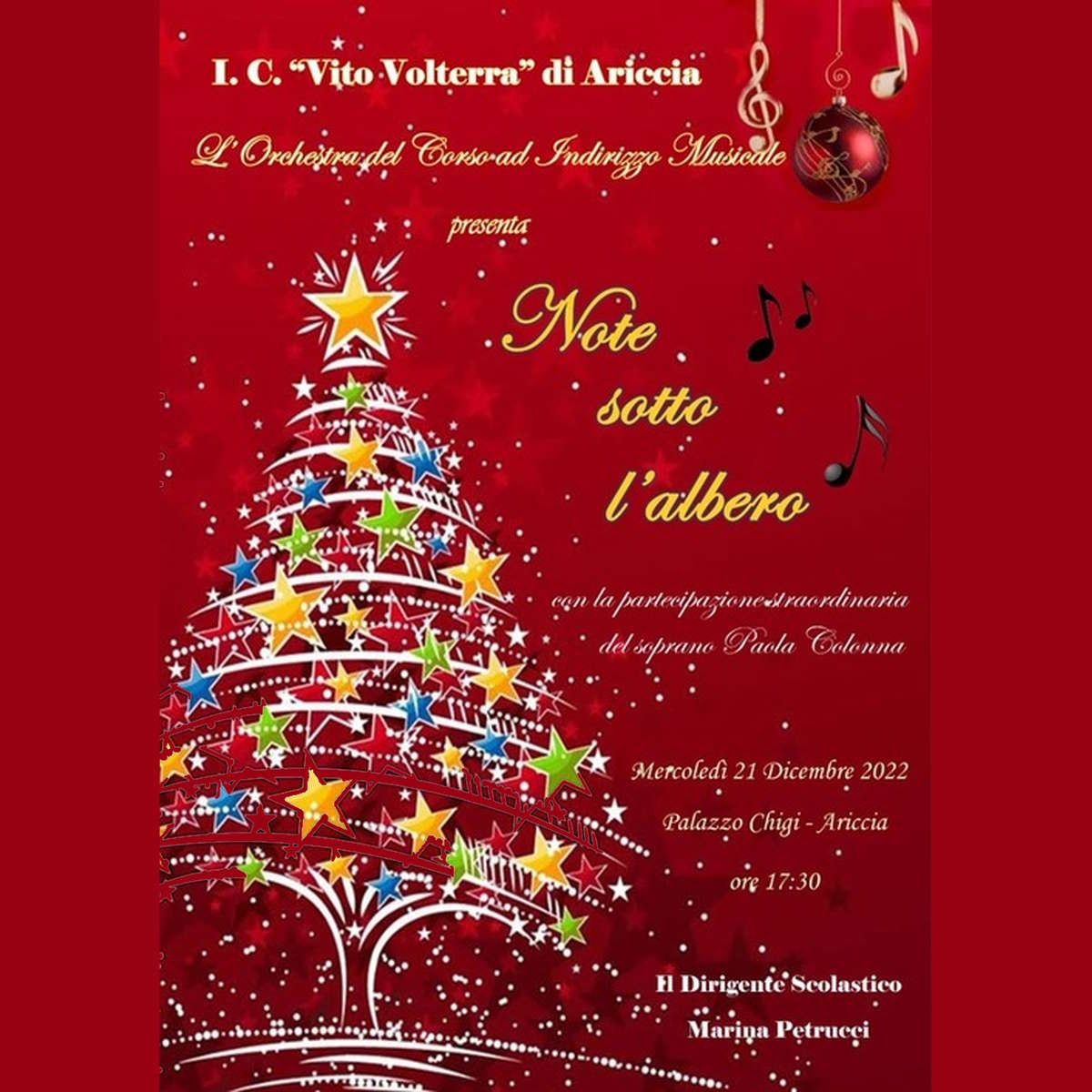 A Palazzo Chigi Concerto di Natale 2022 dell'IC Vito Volterra di Ariccia