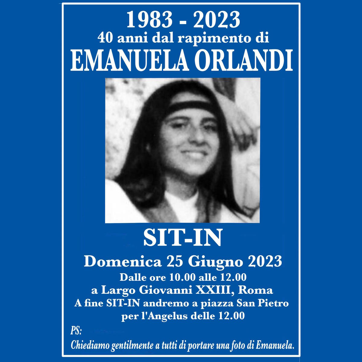 Papa Francesco ricorda il 40.mo anniversario della scomparsa di Emanuela Orlandi
