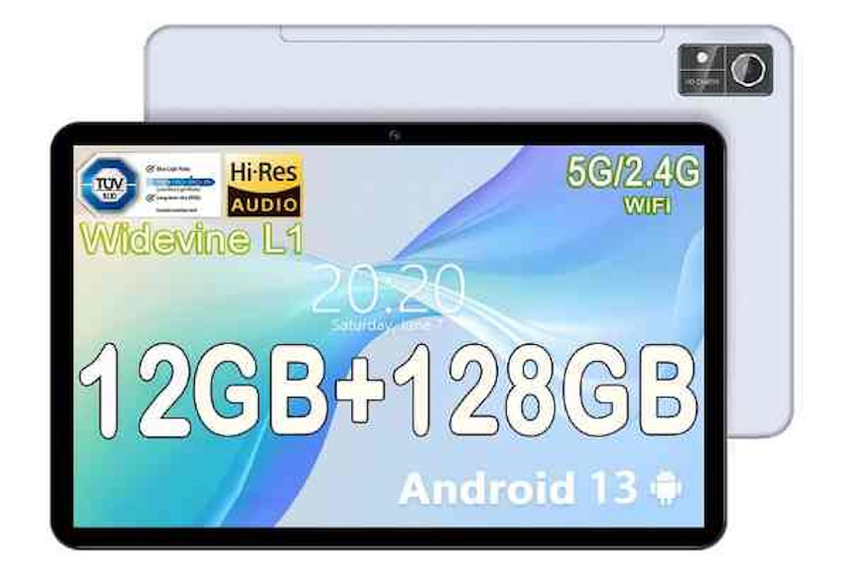 OUZRS M3: Tablet Android 13 da 10.6 Pollici con 12GB RAM e Fotocamera Dual 8MP+5MP