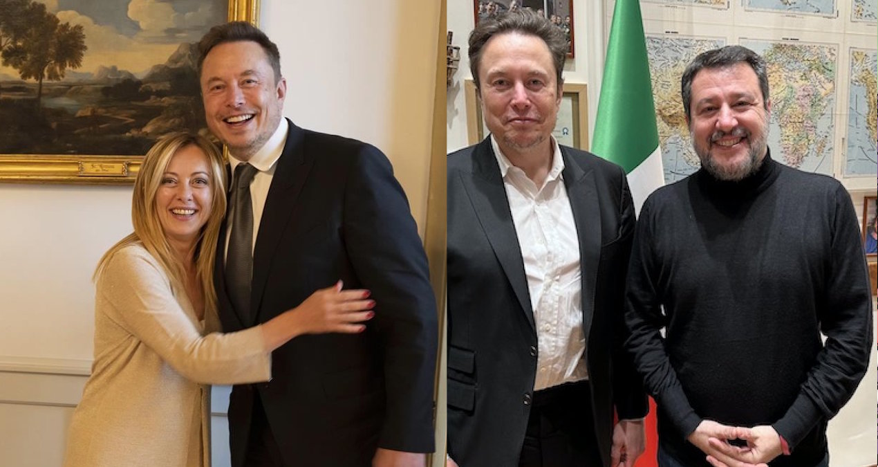 Dalle accuse a Soros all'entusiasmo per Musk: la conveniente incoerenza dei (post) fascisti Meloni e Salvini