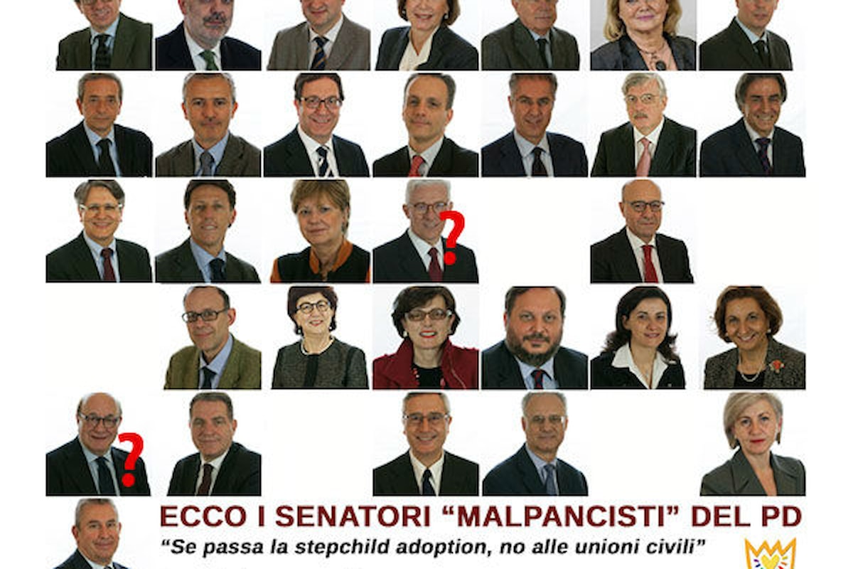 30 senatori PD sarebbero contrari alla stepchild adoption. I loro nomi